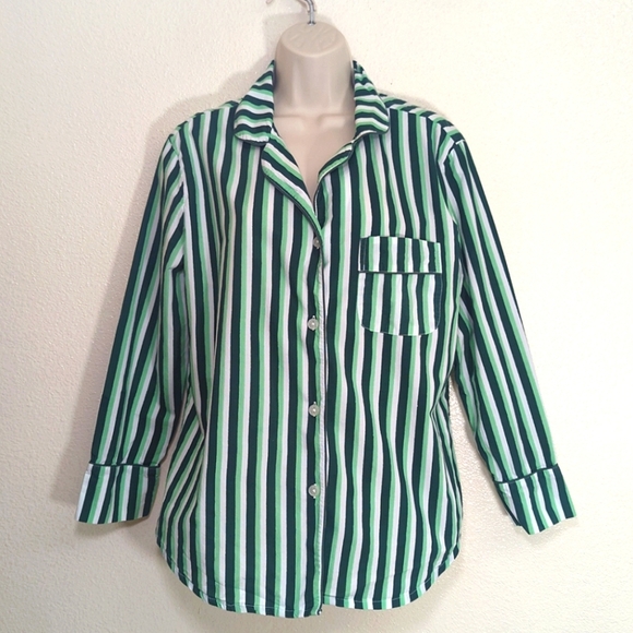 Printfresh Spearmint Striped Organic Cotton Pajama Top - Picture 1 of 10